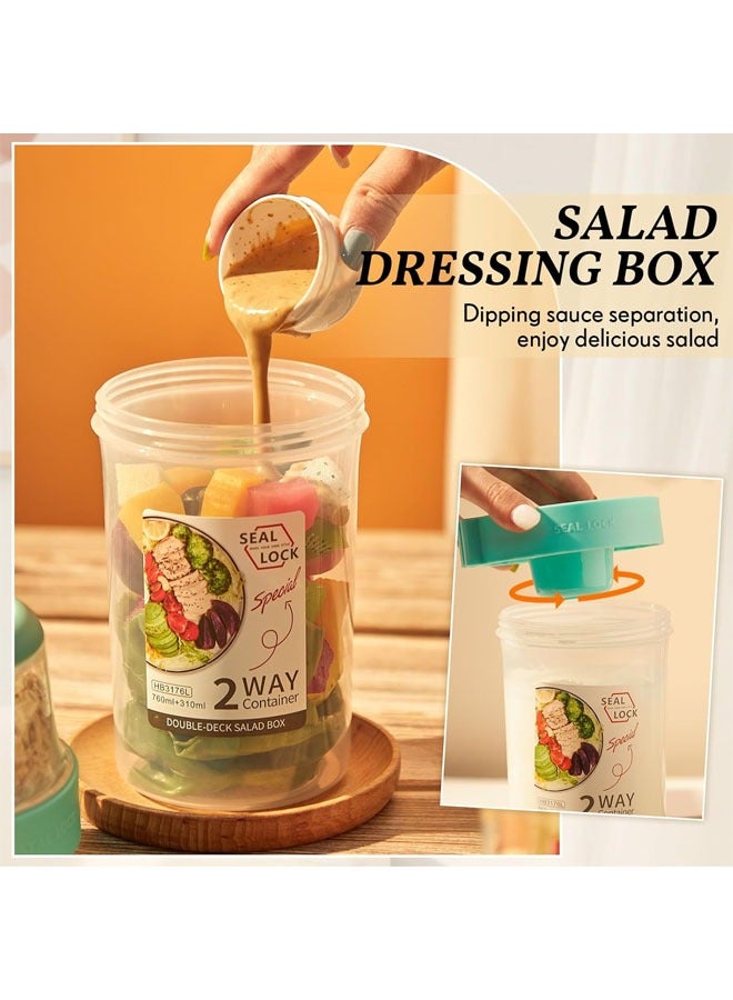 Breakfast On The Go Cups, Salad Cup To Go, Take And Go Yogurt Cereal Overnight Oats Snack Parfait Containers  Salad Dressing Holder With Fork For Lunch, Fruit  Vegetable Jar, White  - Image 3