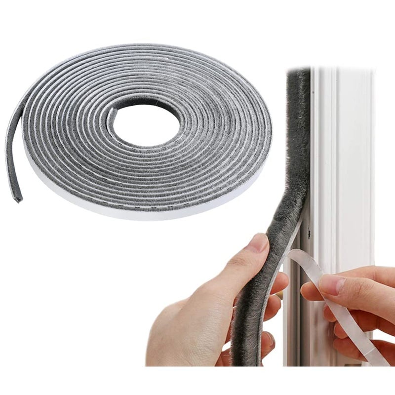 Judee JUDEE 10 Meters Soundproof Window Sealing Strips Windproof Dustproof Door Window Frame Seal Self Adhesive Brush Strip Sliding Window Seal Window Door Seal Sliding Door Seal Strip 