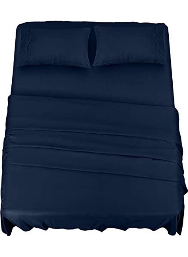 Utopia Bedding King Sheet Set â€“ 4 Piece Bed Sheets for King Size Bed, Soft and Breathable Microfiber, Includes 1 Fitted Sheet, 1 Flat Sheet and 2 Pillowcases (Navy Blue)