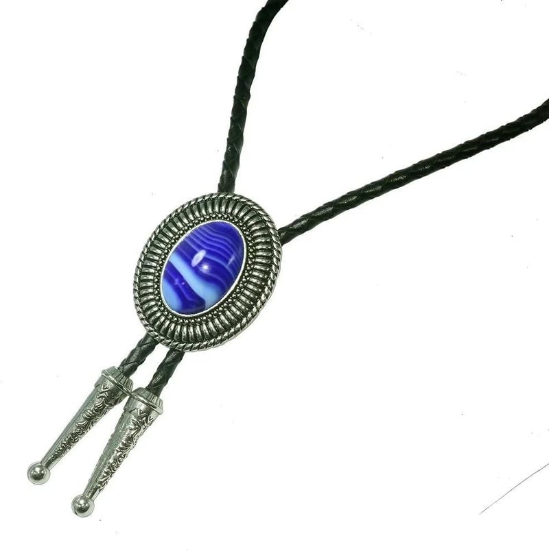 Moranse Bolo Tie with Natural Tiger Eye Stone Celtic Style Genuine and Cowhide Rope - Image 5