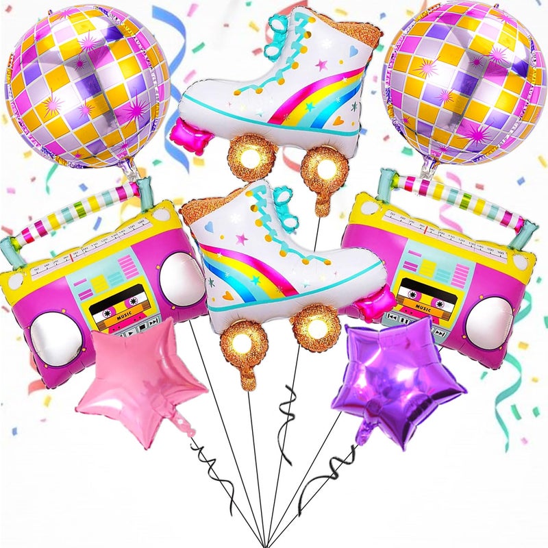 YOUDICT 8 PCS Disco Balloons Radio Boombox Roller Skate Balloons for 80s 90s Theme Party Retro Disco Party Supplies Roller Dkate Party Decorations Retro Theme Hip Hop Birthday Party - Image 3
