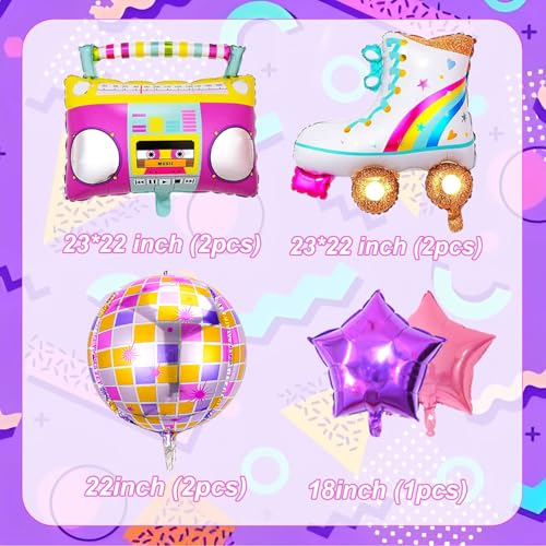 YOUDICT 8 PCS Disco Balloons Radio Boombox Roller Skate Balloons for 80s 90s Theme Party Retro Disco Party Supplies Roller Dkate Party Decorations Retro Theme Hip Hop Birthday Party - Image 5