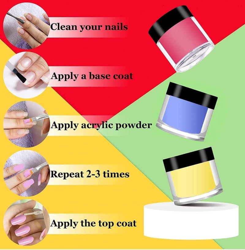 KRENI Stylish Colors Acrylic Nail Powder Set Colored Nails DIY Art Design 3D Manicure Extension For Gifts Women And Girls Multicolors Pack Of 24 - Image 3