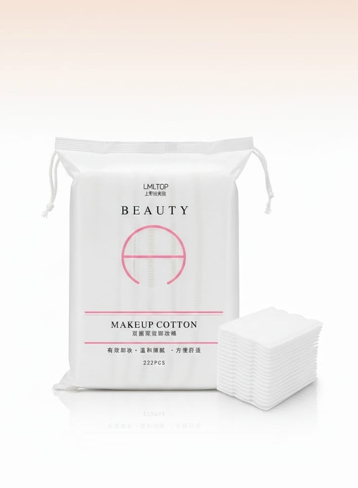 فوط قطن جوز لإزالة المكياج والعناية بالبشرة – عبوة اقتصادية 222 قطعة فائقة النعومة - Image 1