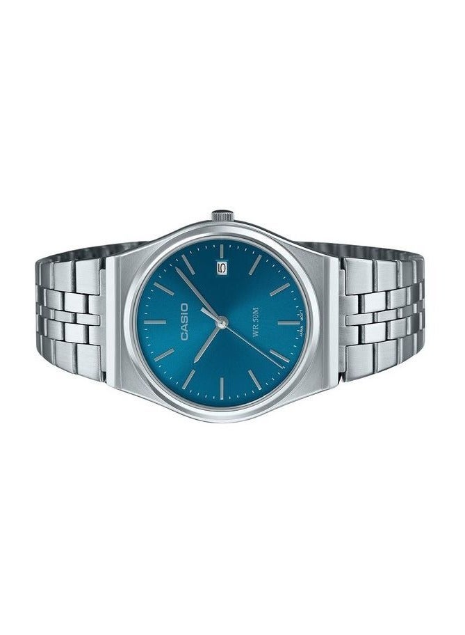 كاسيو ساعة قياسية للرجال من الفولاذ المقاوم للصدأ بمينا أزرق كوارتز MTP-B145D-2A2VEF - Image 2