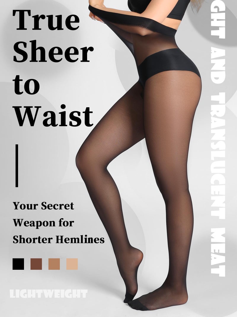 DancMolly Sheer to Waist Control Top Pantyhose, 2 Pairs Women's 20D Tights T-Crotch, Everyday Office Wear, Medias de Mujer, Black M - Image 2