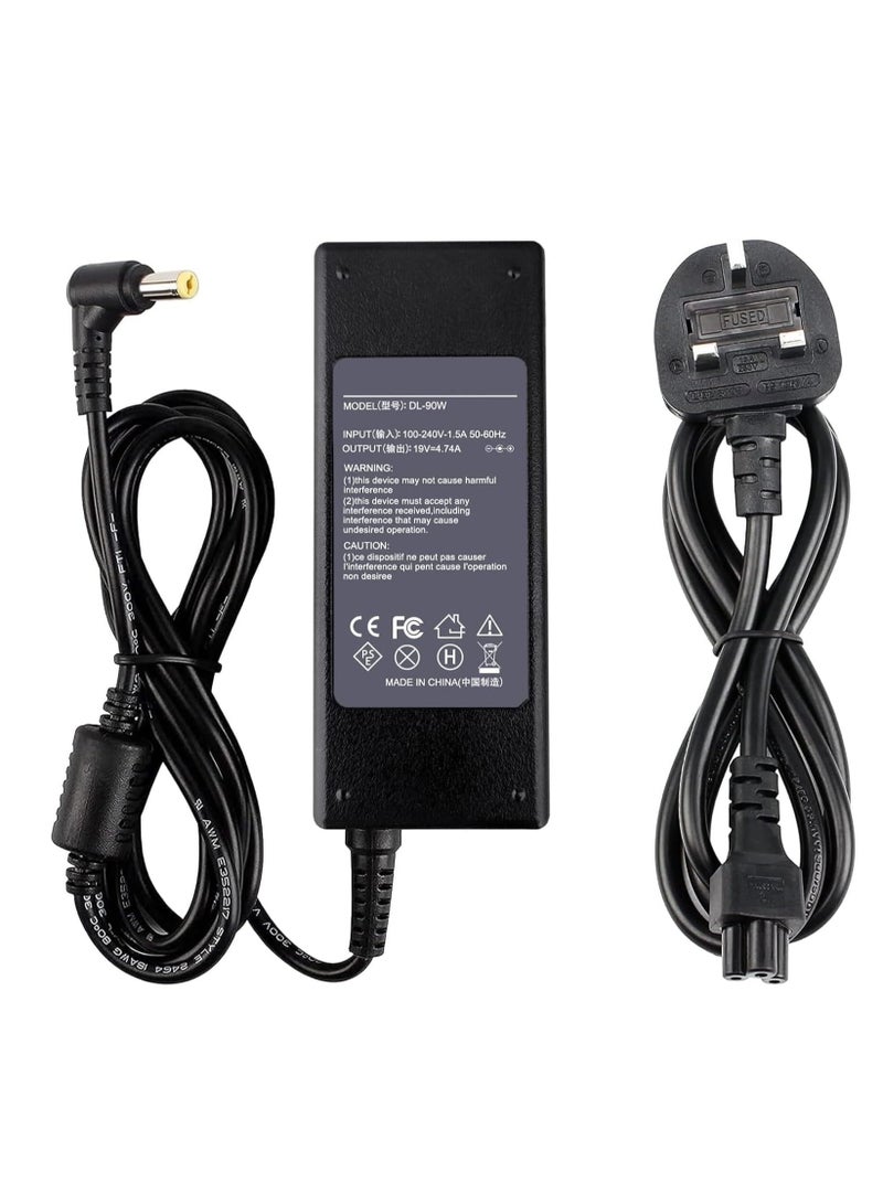 Terabyte US Plug AC Adapter 19V 4.74A 90W for Acer Laptop, Output Tips: 5.5x1.7mm - Image 1