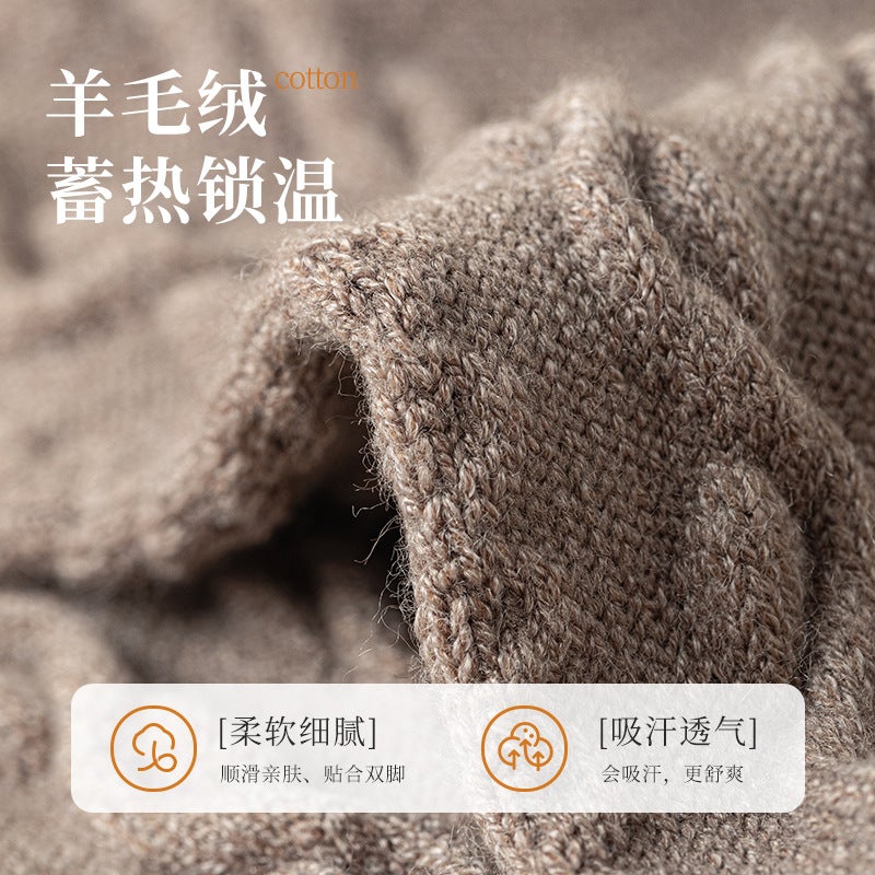 Wool Socks Women Twisted Pattern Japanese Style Thick Warm Winter Light gray - Image 5