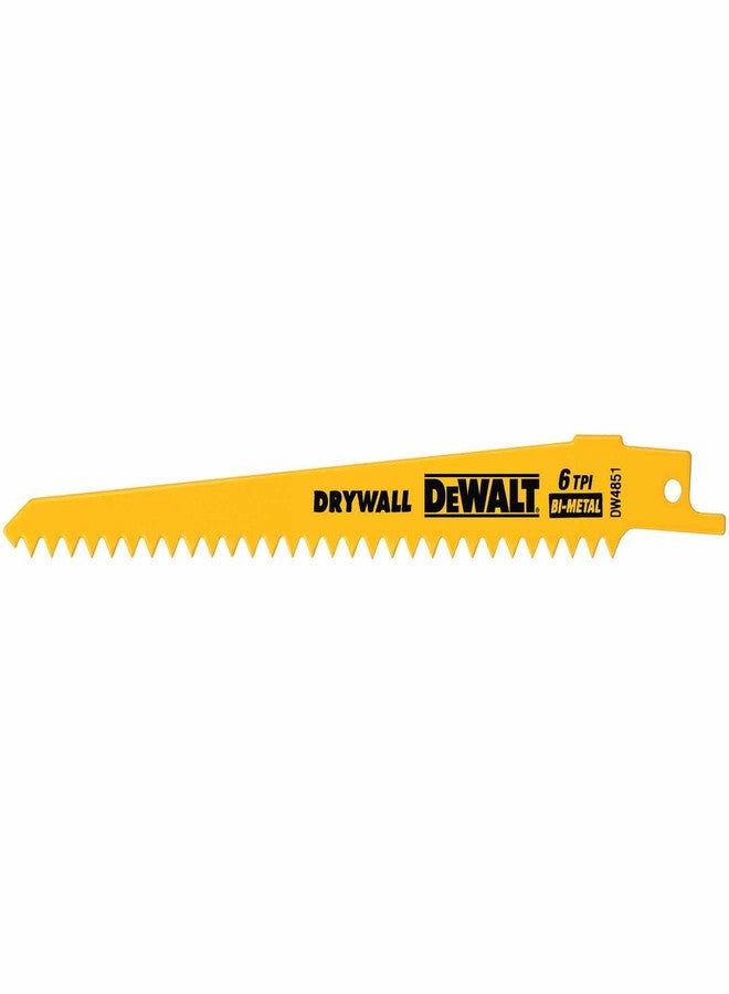 DEWALT Reciprocating Saw Blades, Plaster Cutting, 6-Inch, 6 TPI, 5-Pack (DW4851) , Yellow