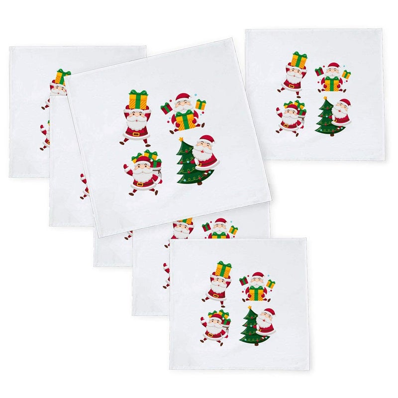Khakee 6 Pcs Christmas Theme Tafta Silk Table Napkins 10x 10 for Xmas Decoration Christmas OrnamentsChristmas Gift npxmas175P - Image 1