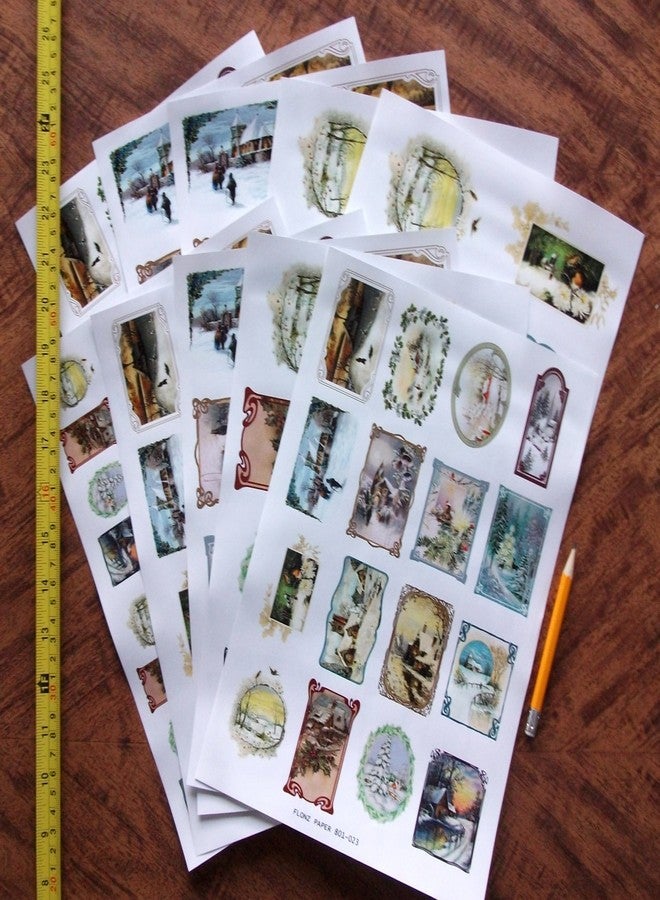 Flonz Decoupage Paper Pack (10sheets A4 / 8"x12") Christmas Winter Landscapes FLONZ Vintage Ephemera - Image 2