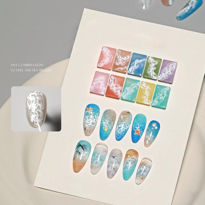 Marble Effect Gel - 10ml Wave Painting, Aesthetic Pattern with Creative Design, with Professional Finish, Beauty Product Beginner Friendly, Manicure Gel for Home - Image 5