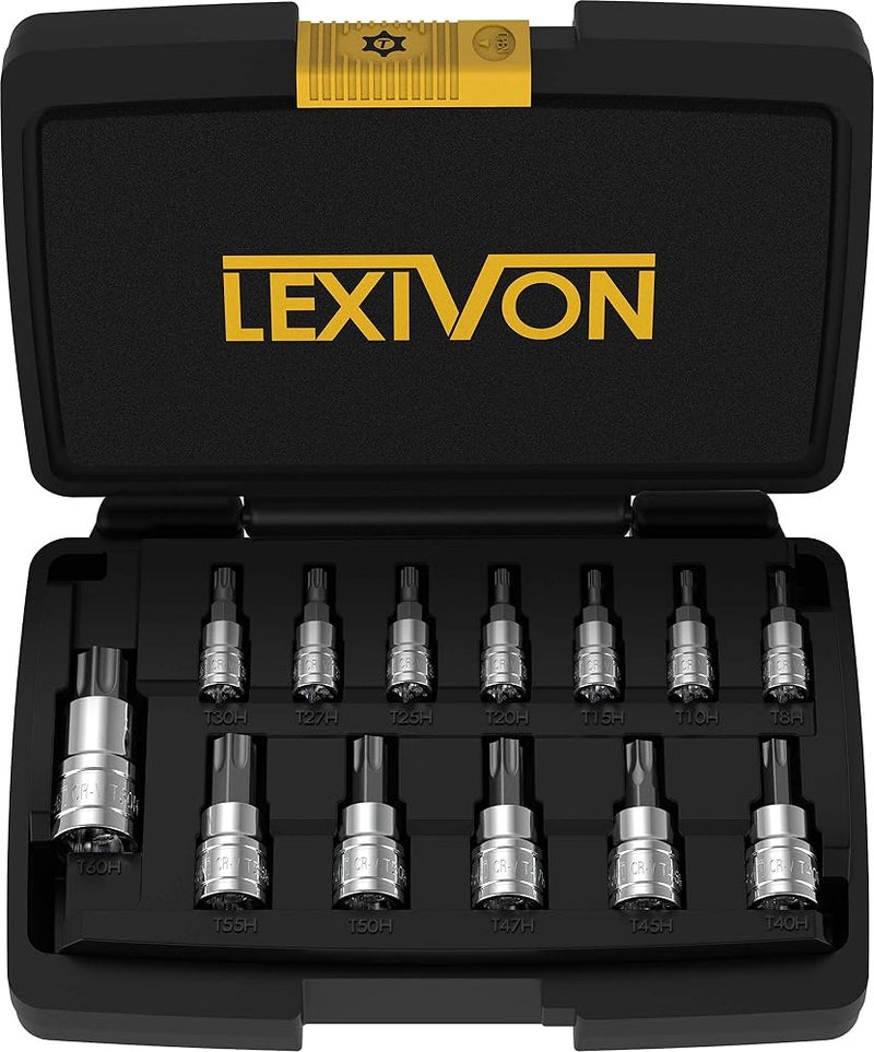 LEXIVON Tamper Proof Torx Bit Socket Set, Premium S2 Alloy Steel 13-Piece Security Star T8 - T60 Set Enhanced Storage Case (LX-146) - Image 1