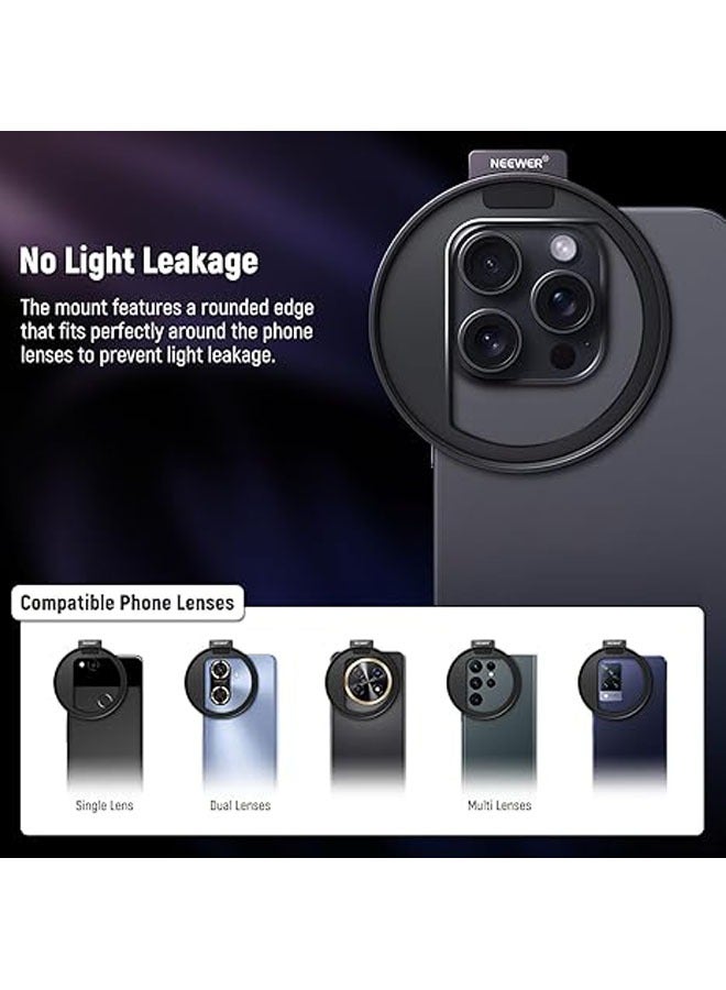 Neewer LA006 - 2.638" Threaded Lens Filter Holder with Cold Shoe Mount, Locking Knob, 0.512" Aperture Compatible with iPhone 15 Pro Max 15 Plus 14 13 Samsung Galaxy S22 S23 - Image 2