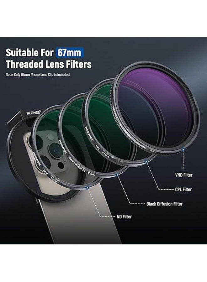 Neewer LA006 - 2.638" Threaded Lens Filter Holder with Cold Shoe Mount, Locking Knob, 0.512" Aperture Compatible with iPhone 15 Pro Max 15 Plus 14 13 Samsung Galaxy S22 S23 - Image 5