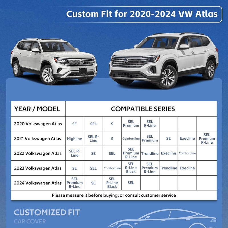 Holthly غطاء سيارة هولثلي 10 طبقات لسيارات الدفع الرباعي لفولكس فاجن VW أطلس (2017-2024) - حماية ضد جميع الظروف الجوية - Image 3