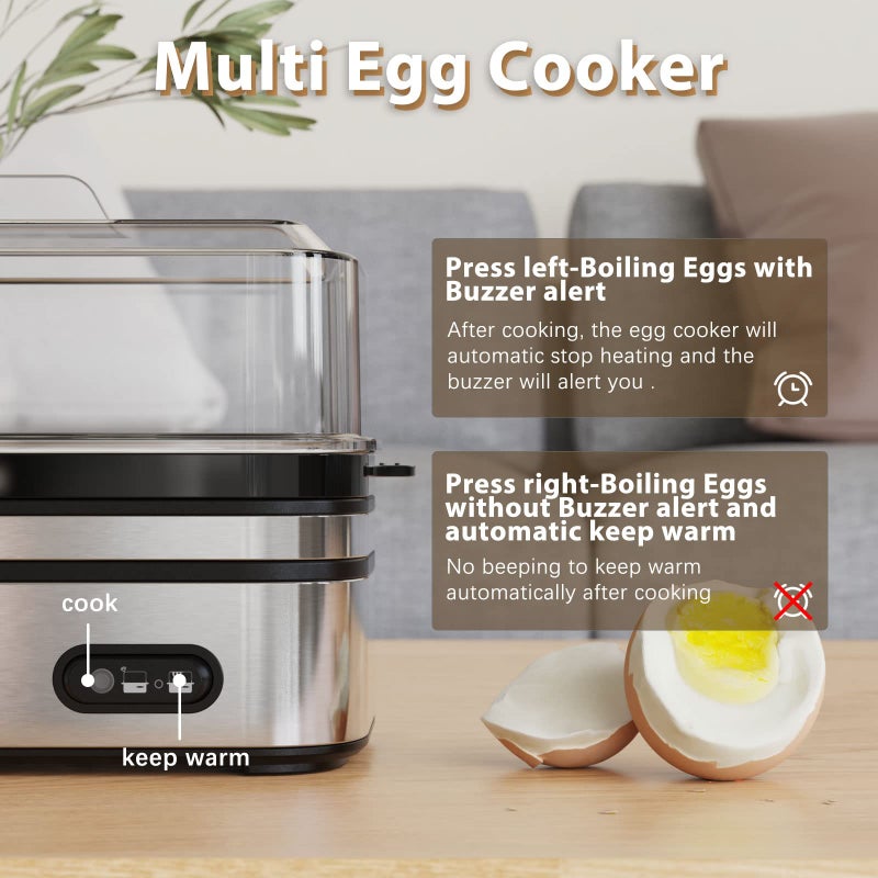 Evoloop Rapid Egg Cooker Electric 6 Eggs Capacity, Soft, Medium, Hard Boiled, Poacher, Omelet Maker Egg Poacher With Auto Shut-Off, BPA Free - Image 5