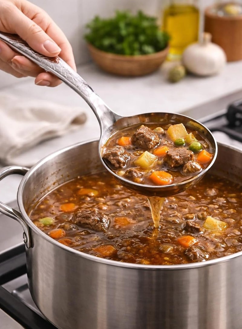 أداة مطبخ من الفولاذ المقاوم للصدأ، مقاومة للحرارة والصدأ، بمقبض مريح، آمنة للغسل في غسالة الأطباق للاستخدام اليومي (ملعقة تقديم بألوان قوس قزح) - Image 3