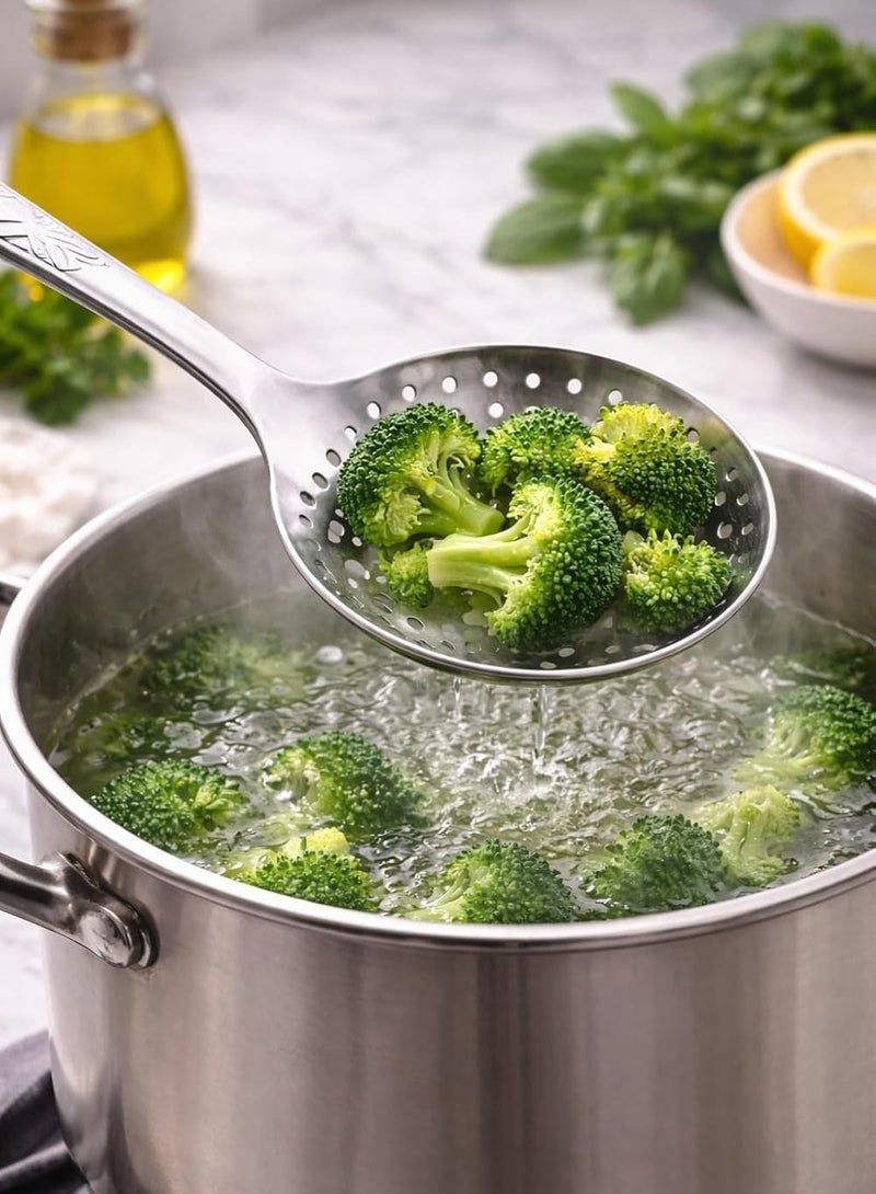 أداة مطبخ من الفولاذ المقاوم للصدأ، مقاومة للحرارة والصدأ، بمقبض مريح، آمنة للغسل في غسالة الأطباق للاستخدام اليومي (ملعقة تقديم بألوان قوس قزح) - Image 4