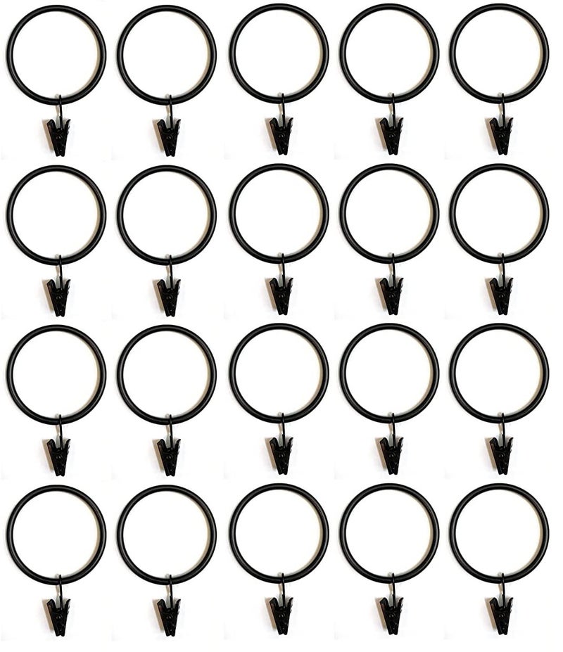 Tejatan - 2 Inch - Metal Curtain Rings With Clips And Eyelets (Also Known As Rings With Curtain Clips/Curtain Clip Rings/Drapery Rings/Curtain Rings With Clips) (Set Of 20) - Image 1