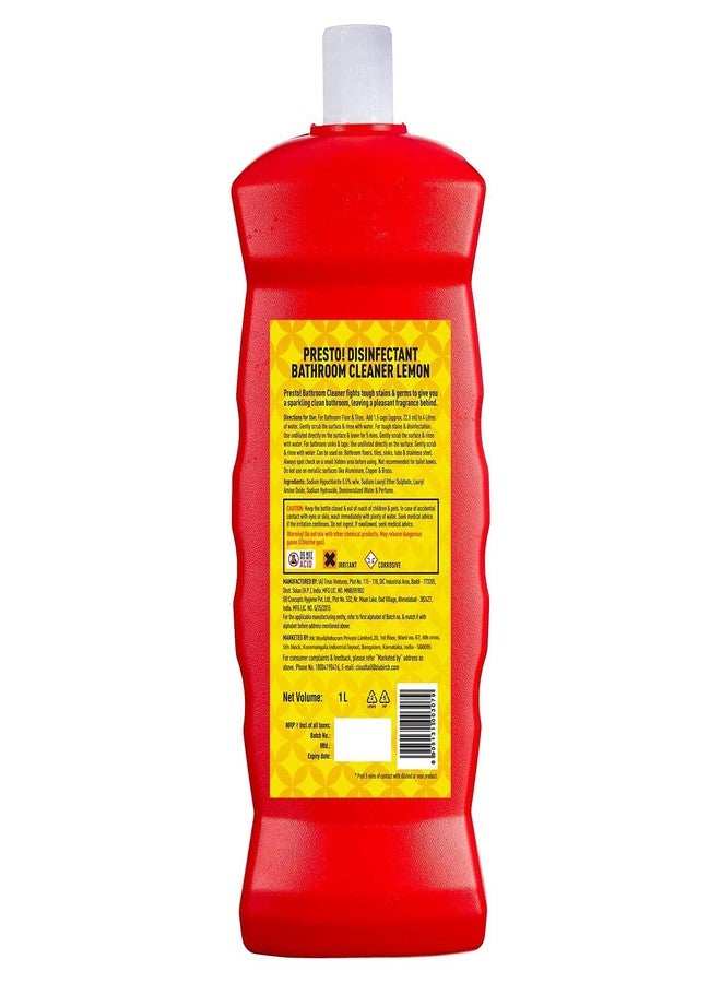 Presto! Amazon Brand - Presto! Bathroom Cleaner | Lemon | 4 Litre | 1 L x 4 Packs | Suitable For Bathroom Floors, Slabs, Wall Tiles, Sinks, Basins, Stainless Steel Taps, Shower Heads - Image 2