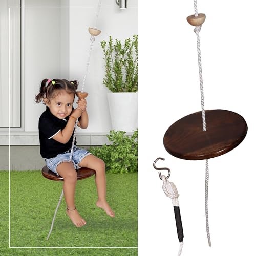 Boffle 8 Ft Kids Climbing Rope with 4 Wooden Knots with 1 Sitting Plate Rope for Tree Houses and Climbing Frames, Swing Set | Backyard Outdoor Play (White) - Image 3