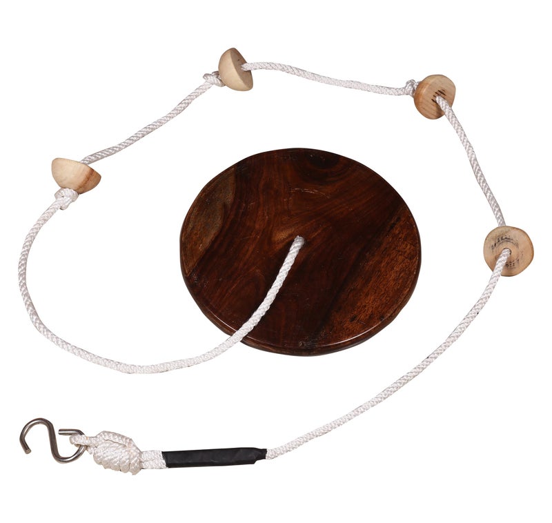 Boffle 8 Ft Kids Climbing Rope with 4 Wooden Knots with 1 Sitting Plate Rope for Tree Houses and Climbing Frames, Swing Set | Backyard Outdoor Play (White) - Image 1