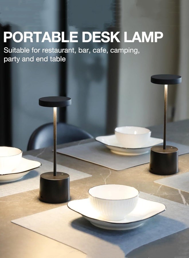 Optico LED Cordless Table Lamp, Rechargeable Touch Lamp 3 Color Stepless Dimming Battery Operated Lamp Portable Desk Lamp Bedside Lamp Night Light Table Light Portable Indoor /Outdoor Lamp for Restaurant, Patio, Bedroom, Outdoor - Black - Image 5
