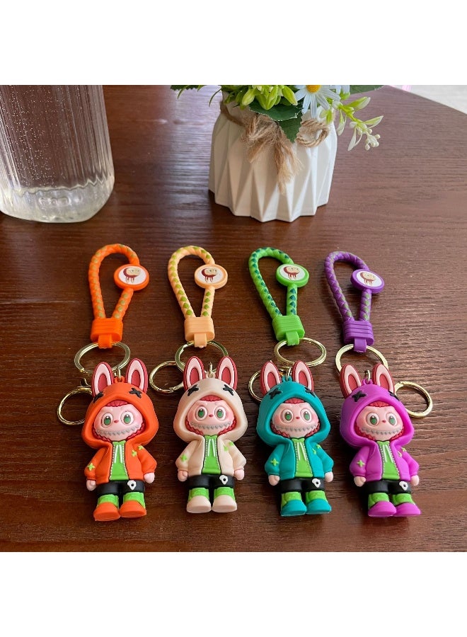 Cartoon LABUBU Keychain, 3d Stereoscopic Figurine, Schoolbag Pendant, Car Key Chain Gift - Image 2