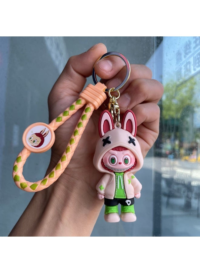 Cartoon LABUBU Keychain, 3d Stereoscopic Figurine, Schoolbag Pendant, Car Key Chain Gift - Image 1