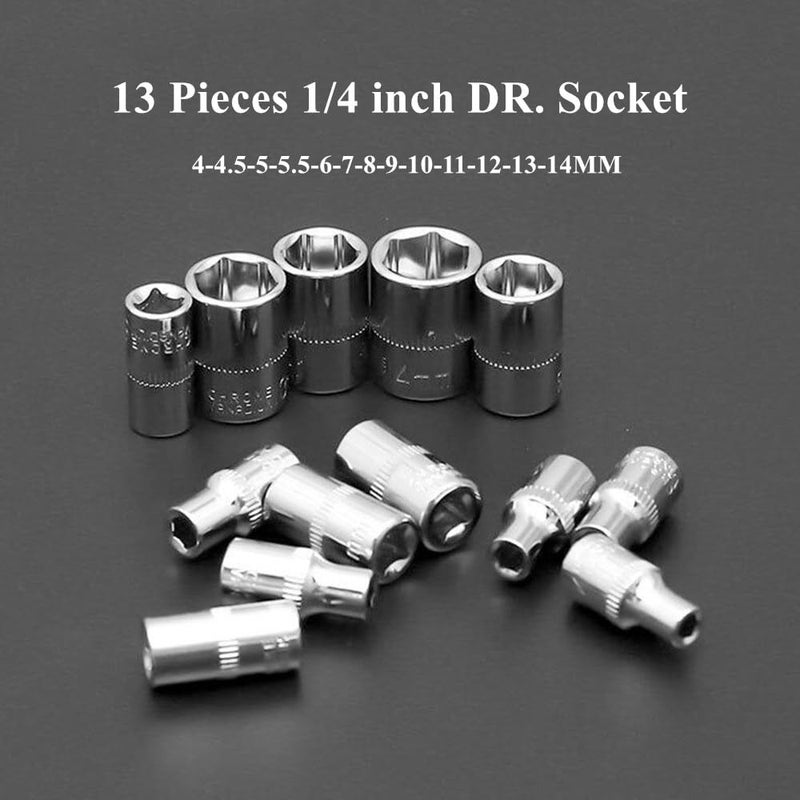 FLZOSPER 46Piece 14inch Screwdriver Drive Socket Bit Set Combination with Reversible Ratchet Wrench Tools Kit for Auto Repairing Household with Storage Case - Image 3