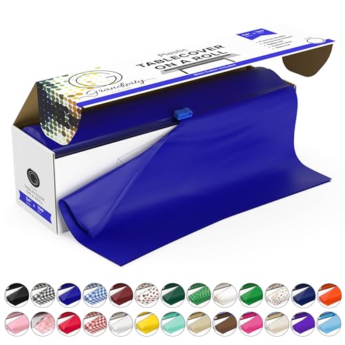 Grandipity Blue Plastic Tablecloth Roll 54x100 Rectangular Disposable with Cutter Box for Parties  Events