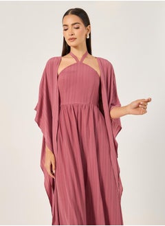 Styli Striped Halter Neck Dress and Jalabiya Set by Styli  - Image 4