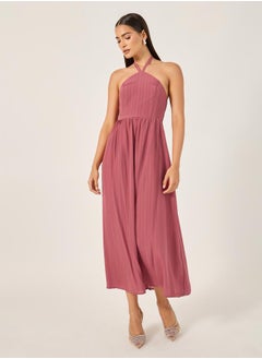Styli Striped Halter Neck Dress and Jalabiya Set by Styli  - Image 3