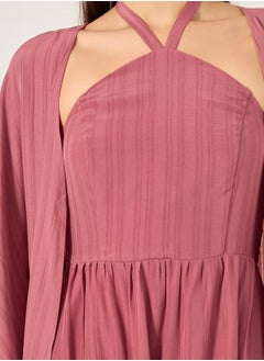 Styli Striped Halter Neck Dress and Jalabiya Set by Styli  - Image 5