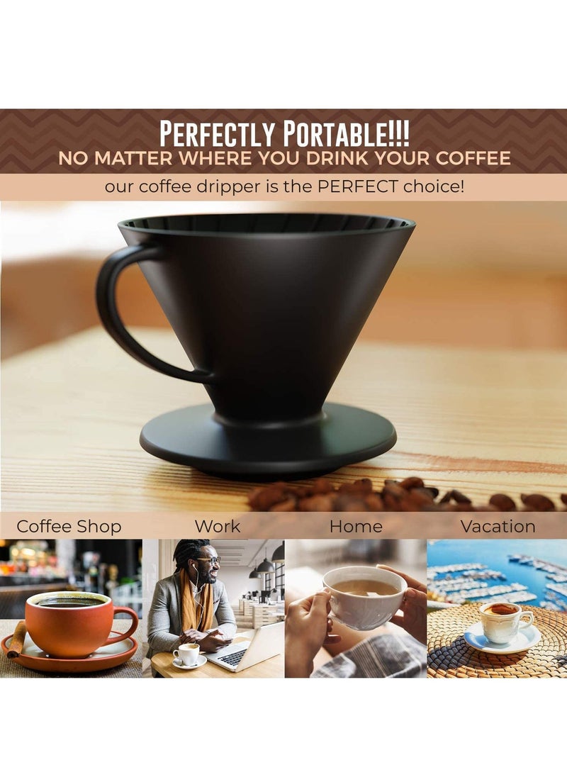 Arabest Pour Over Coffee Dripper Reusable Matt Ceramic Coffee Drip Filter Cone Fits All Coffee Cups and Mugs Black  - Image 5