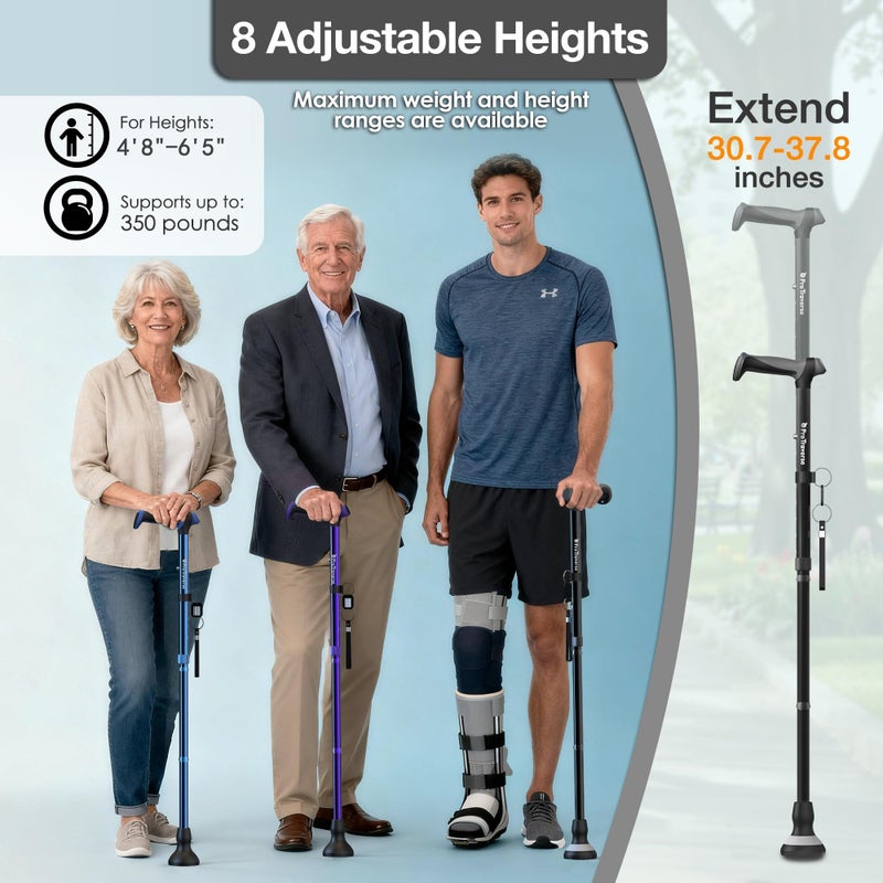 ProTraverse Walking Cane for Men & Women,Foldable,Adjustable,Self Standing Cane with Second Handle,350lbs Heavy Duty,All Terrain,Collapsible Walking Sticks for Seniors & Adults,Blue - Image 5