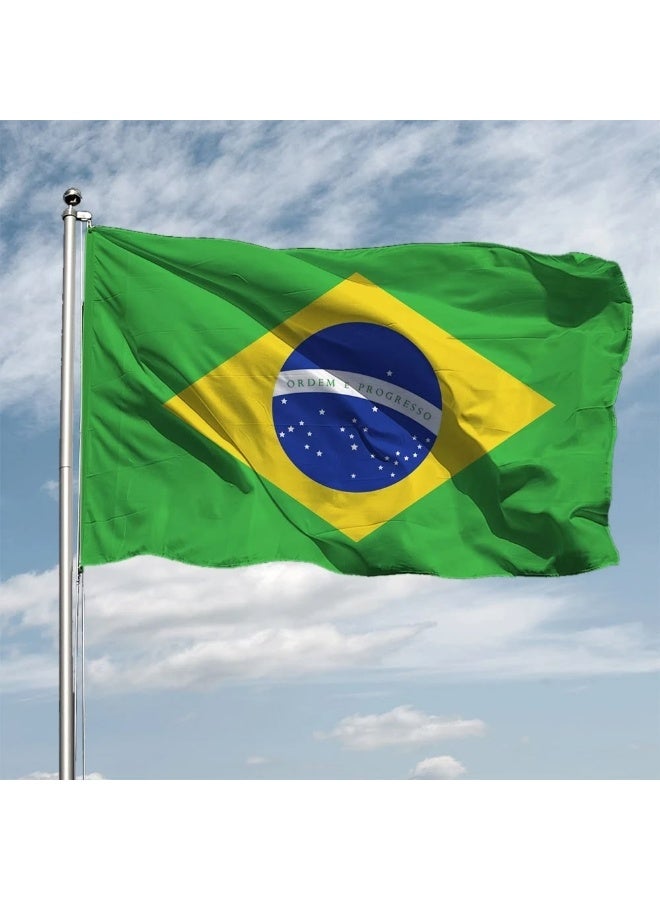 ARS Brazil Flag - Heavy-Duty 210D Satin, Brazil Flag for Outdoor/Indoor, Fade Resistant, Flag Day, And Home-Polyester, Sport Day, FIFA Cup-Size Available - Image 1