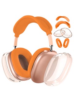 Generic Suitable For Apple Airpodsmax Protective Shell Airpodsmax Silicone Case Max Earphone Shell Tpu Four-piece Set-Color:Tpu Transparent Orange* Papaya Orange 4-piece Set (mesh Cover*1+headband Cover*1+shell Cover*1 Pair+ear Cushion Cover*1 Pair)-Applicable Models:Universal For Airpods Max1/2 Generations  - Image 1
