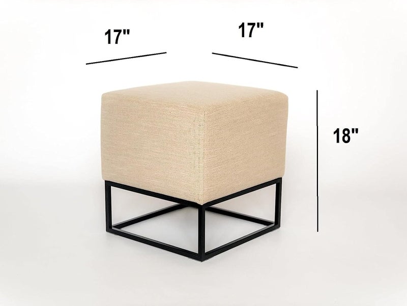 Generic Indian Decor. 38366 Classic Beige Pouf Chair/Designer Metal Pouf/Beige Square Pouf/Cube Chair/Loft Pouf/Square Pouf Ottoman/Modern Ottoman/Loft Furniture  - Image 2