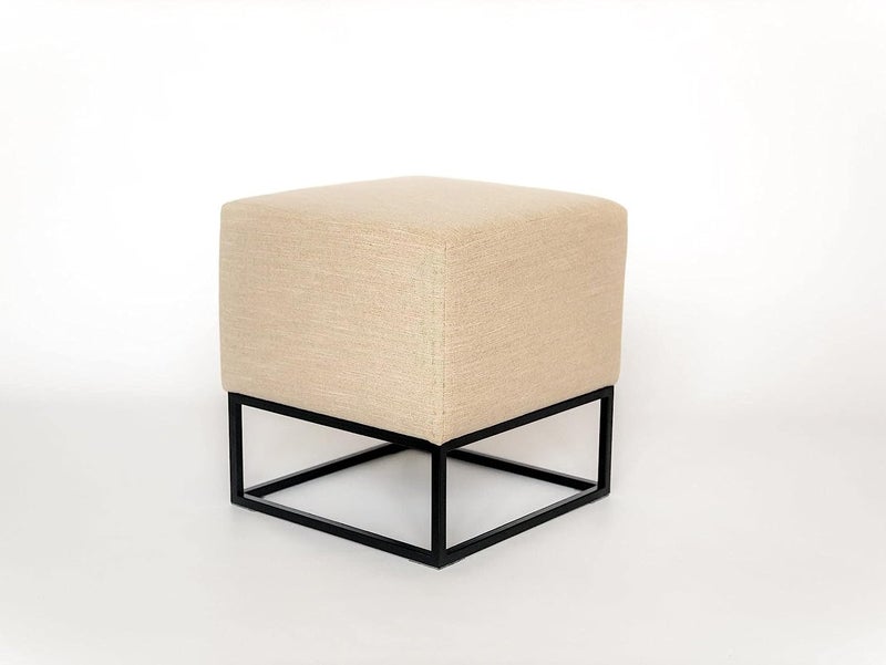 Generic Indian Decor. 38366 Classic Beige Pouf Chair/Designer Metal Pouf/Beige Square Pouf/Cube Chair/Loft Pouf/Square Pouf Ottoman/Modern Ottoman/Loft Furniture  - Image 4