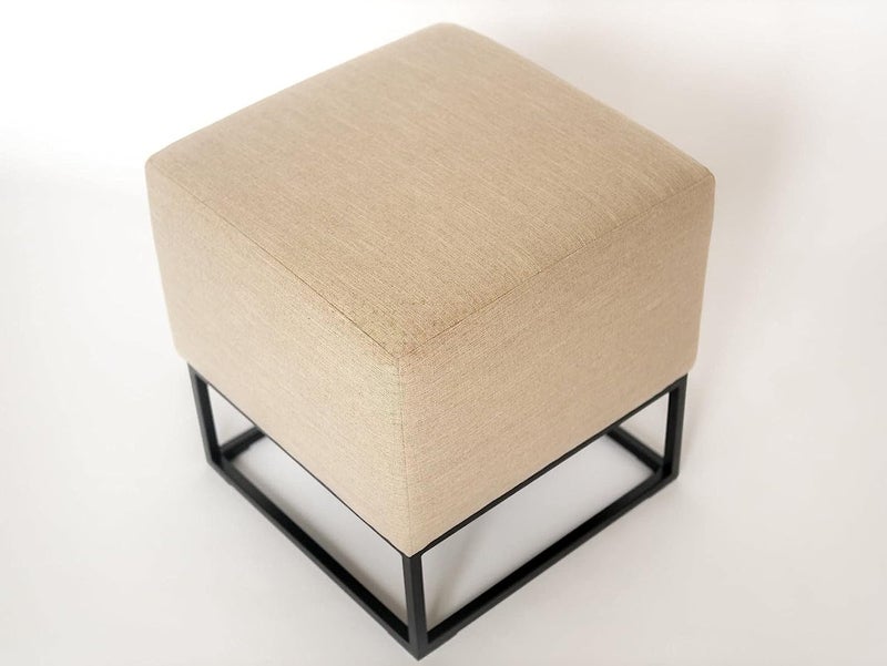 Generic Indian Decor. 38366 Classic Beige Pouf Chair/Designer Metal Pouf/Beige Square Pouf/Cube Chair/Loft Pouf/Square Pouf Ottoman/Modern Ottoman/Loft Furniture  - Image 3