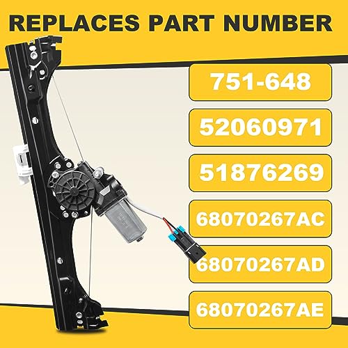 Donpida Front Left Power Window Regulator and Motor Assembly Compatible with Fiat 500 1.4L 2012-2019, Replaces Part Numbers 751-648 68070267AC 68070267AD 68070267AE - Driver Side - Image 2