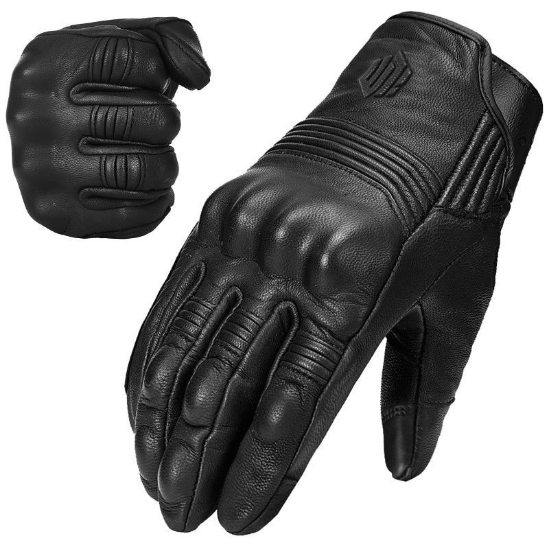 ILM Goatskin Leather Motorcycle Motorbike Powersports Racing Gloves Touchscreen for Men and Women Model DN01(XL, Black Unperforated) - Image 2