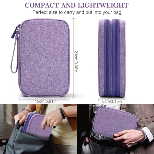 FYY Electronic Organizer, Large Travel Cable Organizer Bag Pouch Electronic Accessories Carry Case Portable Waterproof Double Layers All-in-One Storage Bag for Cable, Cord, Charger, Dark Purple - Image 2