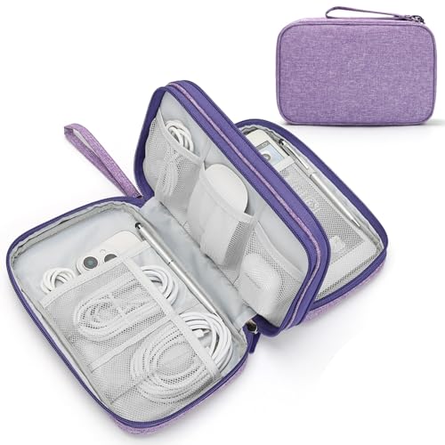 FYY Electronic Organizer, Large Travel Cable Organizer Bag Pouch Electronic Accessories Carry Case Portable Waterproof Double Layers All-in-One Storage Bag for Cable, Cord, Charger, Dark Purple - Image 1