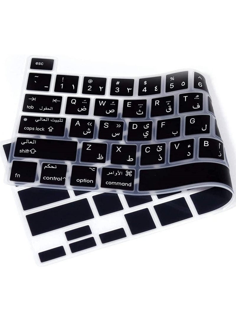 أمم غطاء لوحة مفاتيح من السيليكون للغة العربية بتصميم أمريكي رفيع للغاية لجهاز MacBook Pro 13 "2020 A2289 / A2251A2338 M1 رقاقة MacBook Pro 16" 2019/2020 A2141 أسود - Image 5