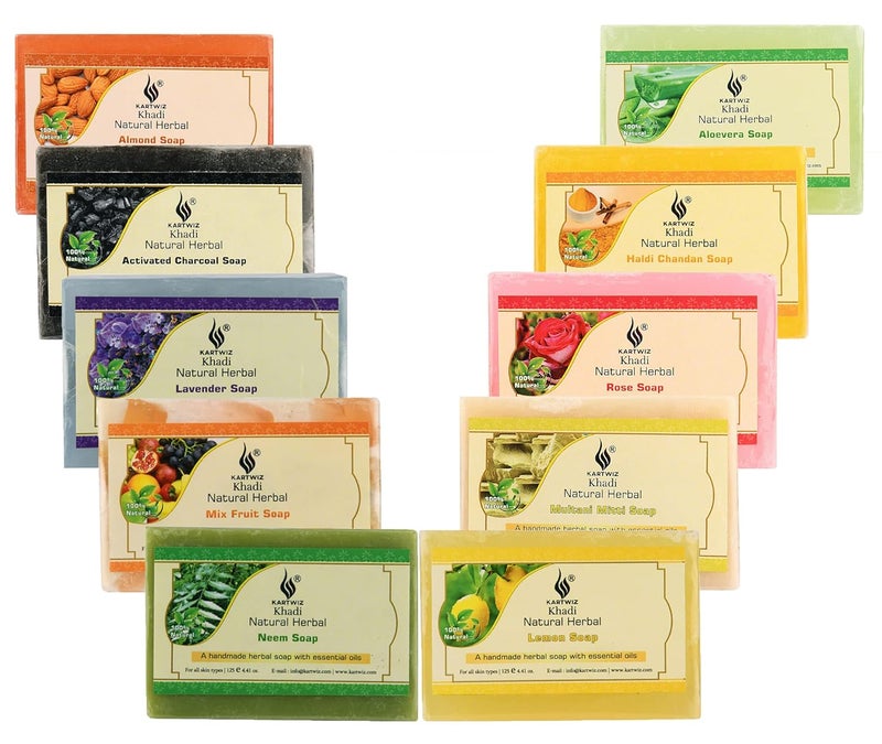 Khadi Natural Herbal Khadi Natural Herbal Homemade Assorted Soap Set Of 10 - Image 1