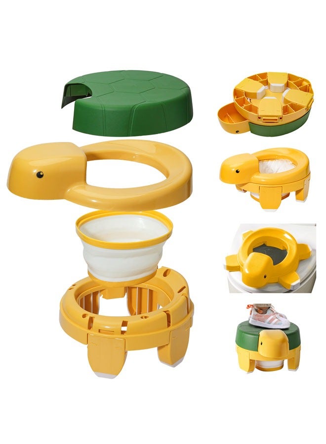 Arabest Portable Potty Training Seat for Toddler Kids,Foldable Travel and Home Potty Training Toilet Chair,Cute Tortoise Shape Travel Potty for Baby Kids with Storage Bags,Indoor and Outdoor - Image 3