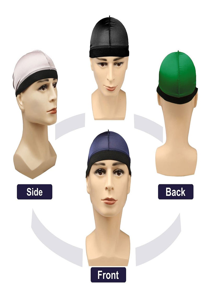 4Pcs Satin Wave Caps for 360 Waves, Comfortable Compression for Men, Large Size Suitable for Adults, Ideal Silk Durag for Wave Styles for Both Men and Women